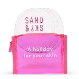 Sand & Sky Face Mitt 3 Pack. Tampons démaquillants réutilisables. Lingettes en coton microfibre pour le visage. Comprend un sac à cosmétiques en prime
