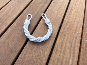 Gray and White Cotton Curtain Holdback Twisted Rope <b>Tieback</b> Soft Neutral Window Decor - Product Image 3