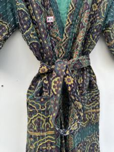 Chaquetas acolchadas Kantha de algodón de talla libre para mujer de la mejor calidad, Abrigos, Chaquetas con estampado Ajrakh para otoño, comodidad cosida a mano - Product Image 6