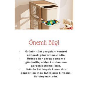 Organizador de Cajones de Madera Funcional de 3 Niveles Fix-2009, Gabinete Multiusos para Almacenamiento de Niños y Adolescentes, Color Beige, Dimensiones 30x80 - Product Image 3
