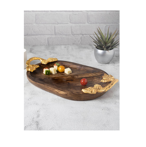 Bandeja de servicio de madera de alta calidad con mango de metal para equipos de servicio comercial Bandejas de servicio superventas - Product Image 2