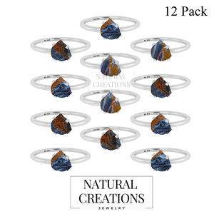 Anillo Apilable Clásico de Plata de Ley 925 con Pietersite Natural, Engaste de Puntas, Acabado de Alta Calidad, Certificado por Terceros, de Moda - Product Image 4