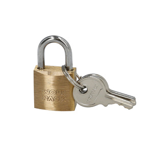 Lucchetto in ottone, catena standard, 20 mm. Confezione blister da 1 pezzo. Resistente - Product Image 1