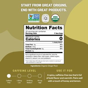 FGO Organic Ginger <b>Tea</b>, 20 Count, Eco-Conscious <b>Tea</b> Bags - Product Image 3