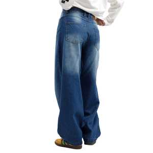 Streetwear Stack Denim Pants Cotton Baggy Stacked Jeans <b>Men</b> Long Straight Pants Washed Wide Leg <b>Trousers</b> for <b>Men's</b> Baggy Jeans - Product Image 3