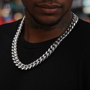 Venta caliente al por mayor 14K oro blanco plateado 925 Plata 14mm Miami cadena cubana cadena fina sin cuello - Product Image 2