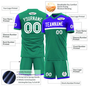 Ensemble complet de vêtements de football en polyester uni respirant avec logo personnalisé Uniformes de maillot de football sportif à manches courtes pour kits de football - Product Image 3