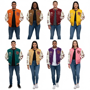 Veste universitaire en cuir PU Streetwear veste de baseball universitaire personnalisée pour hommes femmes manteau Letterman rétro logo personnalisé disponible - Product Image 4