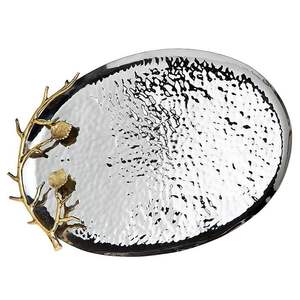 Elegante Bandeja de Servir de Metal con Diseño Ovalado Martillado y Acabado en Níquel, Duradera para Bebidas y Aperitivos en Bodas, Decoración Elegante para el Hogar - Product Image 5