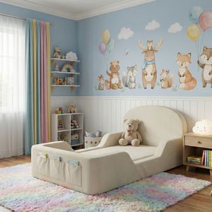 High Quality Twin Toddler Bed Full <b>Foam</b> Eco-Friendly Velvet <b>Upholstery</b> Comfortable Modern Design Soft Compressed Kindergarten - Product Image 5