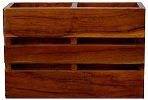 Modern Wooden Multifunctional Handmade Cutlery Organizer <b>Tabletop</b> Flatware <b>Storage</b> Box for Spoon Fork Knife Napkin Home - Product Image 3