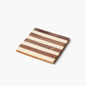 Hot Selling Stripe Design Wooden Coaster <b>Set</b> <b>Square</b> Pattern Kitchen Accessories Tableware PC Material Pad from India - Product Image 1