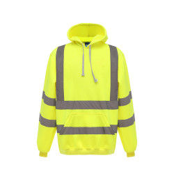 Hi Vis Safety Fleece Zip Hoodie para hombres Sudaderas reflectantes Chaquetas Capucha desmontable Chaqueta de seguridad para ciclismo - Product Image 4