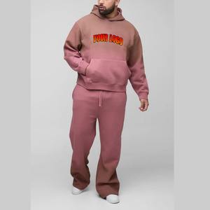 Conjunto Deportivo Informal para Hombre, Estilo Casual, Teñido Degradado, Tejido French Terry Grueso, Cierre con Cordón, Pantalones Deportivos para Gimnasio - Product Image 4