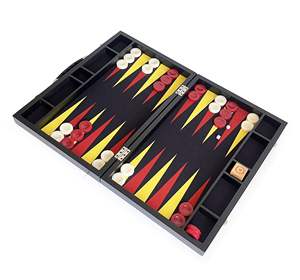 Juego de Backgammon de Lujo Hecho a Mano, Tamaño Torneo, con Base de Tela, Estuche de Cuero Amarillo-Rojo, 22x29 Pulgadas (57x75cm), Cubo de Doblamiento de Madera - Product Image 5
