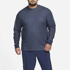 Hot Sale 2025 <b>High</b> Quality Solid Color Fashion Men's Long Sleeve <b>Shirt</b> / 100% Cotton Breathable Round <b>Neck</b> Men's <b>T</b>-<b>shirts</b> - Product Image 3