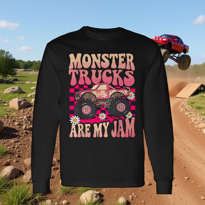 T-Shirt a Maniche Lunghe con Design Colorato di Monster Truck, Stile Jam-Alike per Appassionati di Camion - Product Image 3