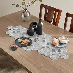 Christmas Decorative and Leaves Design Beaded <b>Runner</b> Placemat <b>Dining</b> <b>Table</b> Fancy Mat Handmade Decorative <b>Runners</b> for Wedding - Product Image 3