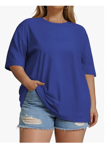 Servicio OEM, Fábrica de Bangladesh, Venta al por Mayor, Camiseta de Manga Corta con Cuello Redondo para Mujer, Talla Grande, Logotipo Personalizado, Nueva Llegada, Top de Verano - Product Image 4