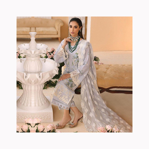 Señoras étnicas Salwar Kameez pakistaní indio Punjabi algodón césped gasa vestido señoras Suites desgaste - Product Image 3