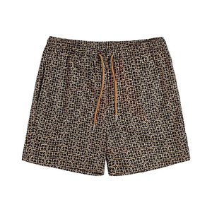 Short de bain homme noir solide Style High Street Tissu en coton doux Léger 180 GSM Taille élastique Cordon de serrage Séchage rapide - Product Image 1