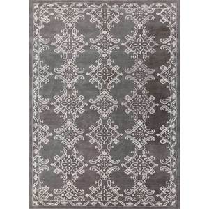 Tapis Imara de style classique en laine et viscose tufté à la main, gris et noir, géométrique, pour la maison, le salon, le couloir, épaisseur 10 mm - Tra-14767 - Product Image 1