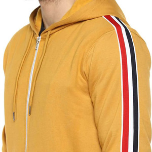 Sudaderas con capucha para hombre, ropa de calle con cremallera y cierre de Color amarillo, mangas completas con Panel, ropa de trabajo personalizada, venta al por mayor, novedad - Product Image 6