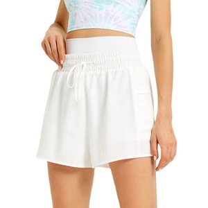 Pantalones cortos para correr finos con cordón de Color sólido, pantalones cortos de Yoga deportivos holgados informales para mujer - Product Image 1