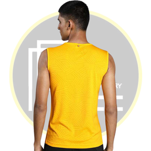 Camiseta sin mangas amarilla para hombre, chaleco transpirable de verano para gimnasio con estampado geométrico, ropa deportiva de punto, ropa de entrenamiento informal para Fitness - Product Image 3