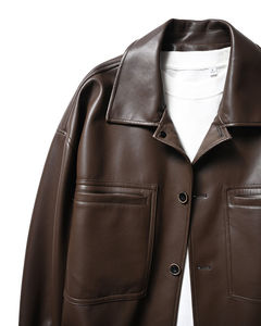 Venta al por mayor de moda personalizada chaquetas de cuero marrón a prueba de viento transpirable chaqueta de cuero para hombres OEM servicio personalizado - Product Image 3