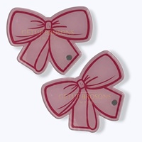 Tuiles à cils en acrylique durable, forme nœud rose personnalisée, avec support magnétique, outils d'extension de cils