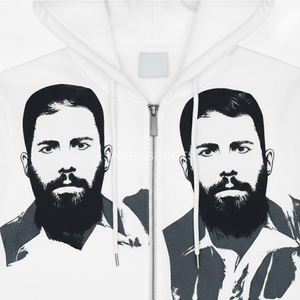 Sweat à capuche imprimé Asali à fermeture éclair lourde, vêtements d'hiver, sweats à capuche imprimés, style hip-hop, polaire, sweat à capuche imprimé Asali - Product Image 3