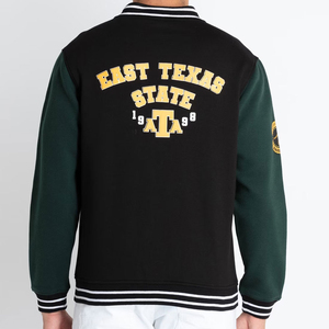 High Quality Men's Lettermen Varsity Slim <b>Canvas</b> Hooded Windbreaker Stand Collar Custom Logo Winter - Product Image 4