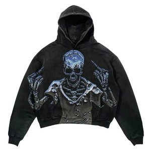 Nouveau style, sweat-shirts imprimés en coton 100% DTG, 500+ g/m², poids lourd, molleton pour homme, hiver, vintage, lavage à l'acide, respirant, sweat-shirt à capuche - Product Image 3