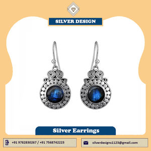 Joyería fina delicada, pendiente de piedra preciosa de labradoride azul crudo en bruto Natural, pendiente de plata de ley sólida 925, joyería fina - Product Image 2