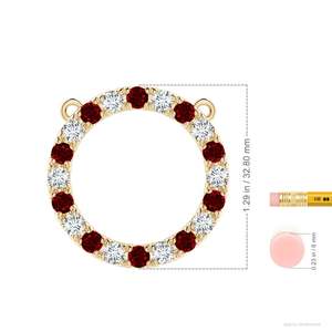 จี้รูปวงกลมประดับทับทิมแดงธรรมชาติและเพชรสลับกัน ทองคำแท้ 14K 18K งานแฮนด์เมด เครื่องประดับชั้นดี รับผลิตแบบ OEM - Product Image 2