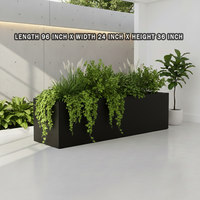 Pot Tanaman Fiberglass Klasik Ekstra Besar dengan Lubang Drainase, Ramah Lingkungan, Ringan, Berkualitas Tinggi, Ukuran L 96 X W 24 X H