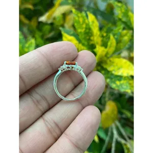 925 Silver Religious Style Pear Citrine <b>Ring</b> Inlay Gemstone Engagement <b>Ring</b> with Jade Plated Number Shape - Product Image 2