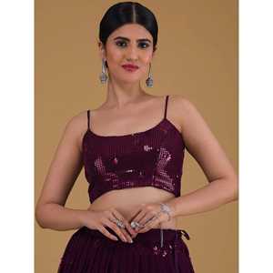 Vestidos de Fiesta Elegantes de Georgette Bordados en Morado, Lehenga Choli para Eventos - Product Image 4