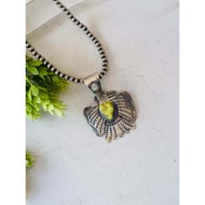 Chimney butte palomino variscite & จี้เงินธันเดอร์เบิร์ด-เครื่องประดับสะสมทางวัฒนธรรม - Product Image 3