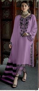 Nouvelle Georgette lourde pakistanaise avec broderie Kurtis avec coton extensible Pent et Organza Designer Print Dupatta - Product Image 5