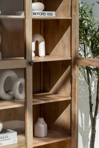 Meuble de salon moderne de luxe, vitrine en bois de manguier massif, portes en verre trempé, meubles de qualité supérieure, utilisation en appartement, hôtel - Product Image 2