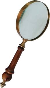 Antique Wooden Handle Aluminium Handheld <b>Magnifying</b> <b>Glass</b> with Polished Technique Model for Reading Books Inspection Brown Color - Product Image 2