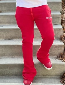 OEM Custom logo Streetwear Flare Men Flared <b>Jogger</b> <b>Stacked</b> Sweat Pants - Product Image 2