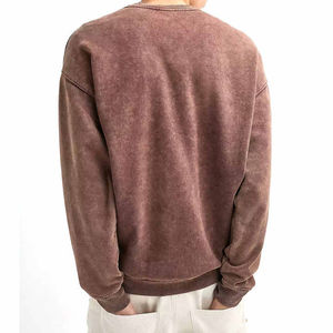 High Quality Vintage Cotton <b>Crewneck</b> Pullover Acid Wash Sweatshirts for Men 300 Grams OEM Service Digital Printing for Winter - Product Image 6
