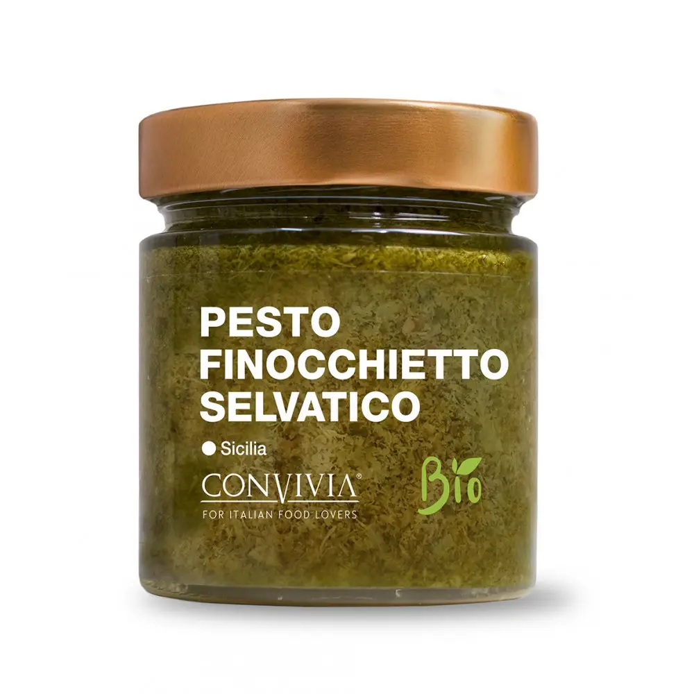 Dibuat di Italia organik adas liar Pesto 190g Vegan bebas Gluten tanpa pengawet tanpa tambahan Pasta gula bumbu
