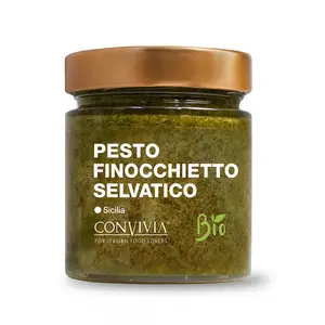 Pesto de fenouil sauvage biologique fabriqué en Italie 190g Condiment pour pâtes sans sucre ajouté sans gluten végétalien sans conservateur