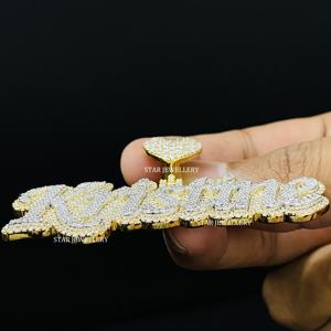 Pendentif personnalisé Iced Out VVS Moissanite D Color pour elle, pendentif Moissanite Hip Hop en argent, pendentif personnalisé VVS Moissanite. - Product Image 5