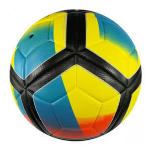 Ballon de football personnalisé jaune bleu orange cousu à la machine écologique durable de haute qualité en cuir PU pour entraînement et match taille - Product Image 1