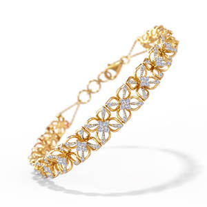 Luxury Cluster <b>Diamond</b> Cuff/Hologram <b>Bangle</b> 18k Gold Plated Interlocked <b>Bracelet</b> | Gifts for Women & Girls - Product Image 1